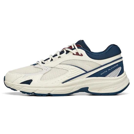 ANTA Casual Shoes Men Low-Top Light Beige White/Deep Shadow Blue