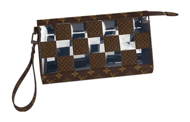 LOUIS VUITTON Standing Pouch Brown/Clear