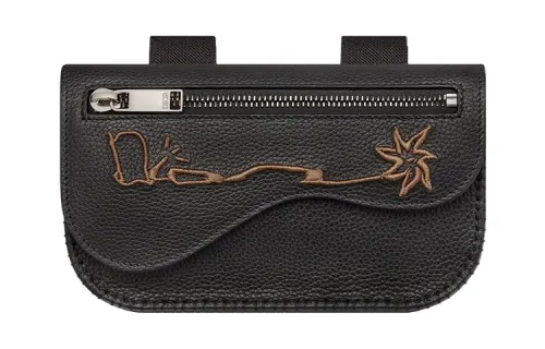 DIOR CACTUS JACK Collaboration Cow Leather Saddle Arm Wrist Bag Men's Black