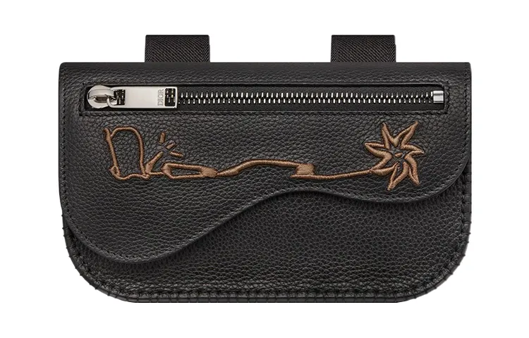 DIOR CACTUS JACK Collaboration Cow Leather Saddle Arm Wrist Bag Men's Black