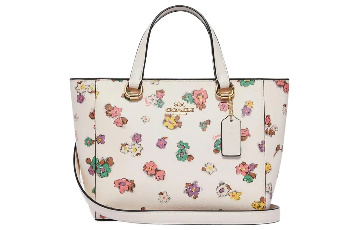 COACH Alice Coated Canvas With Smooth Leather Handbag, Shoulder Bag, Crossbody Bag Small Women's White