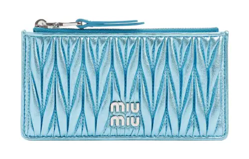 MIU MIU Matelassé Leather Wallet Women's Blue