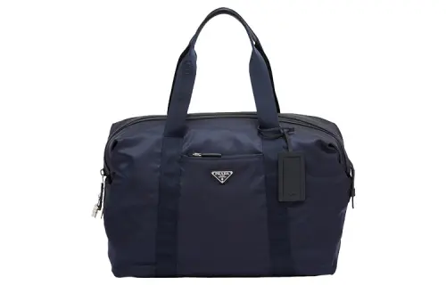 PRADA Fabric With Leather Handbag Travel Bag Large Men's Blue