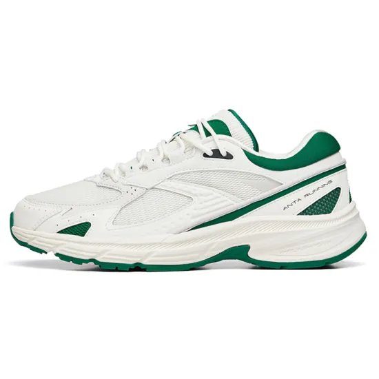 ANTA Casual Shoes Men Low-Top Ivory White/Green Pine