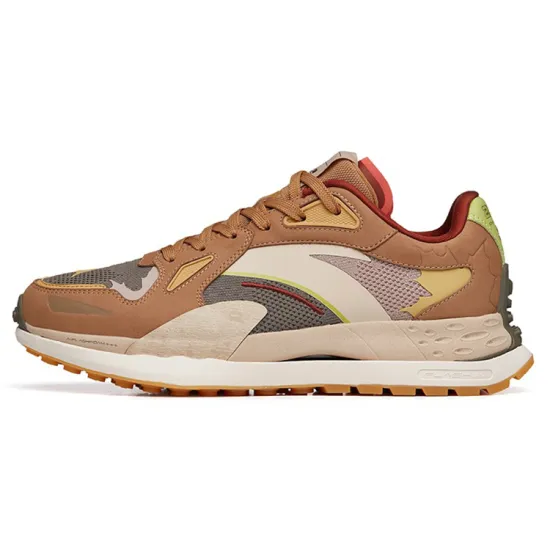 ANTA Star 202 Td Running Shoes Men Low-Top Plaid Brown/Pine Green/Light Brown Gray