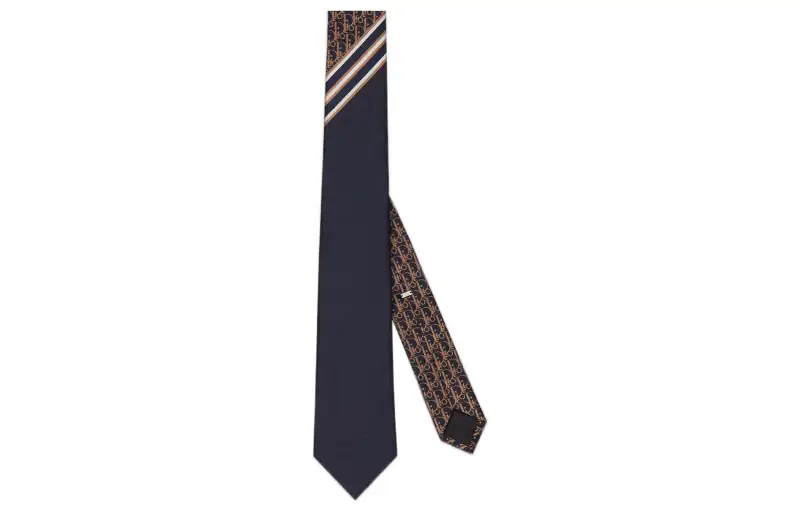 DIOR Ties Men's Marine Blue/Coffee Brown