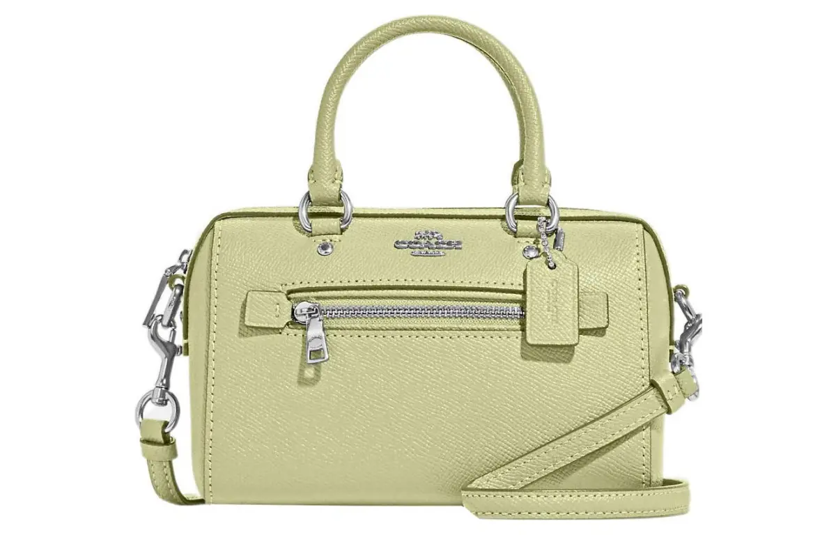 COACH Rowan Cross Grain Leather Handbag, Shoulder Bag, Crossbody Bag Mini Women's Lime Green