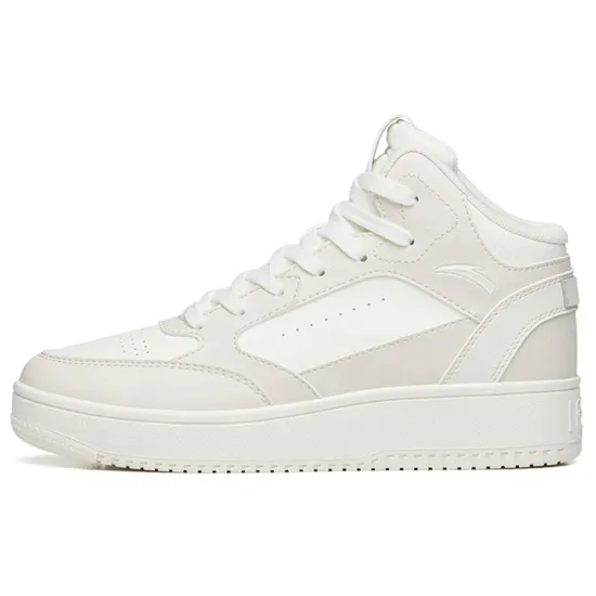 Anta Anti-Slip Wear-Resistant High-Top Skateboard Shoes Women's Gray White