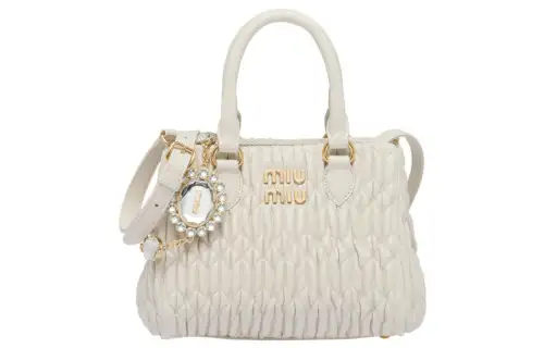 MIU MIU Nappa Leather Handbag, Shoulder Bag, Crossbody Bag Women's White