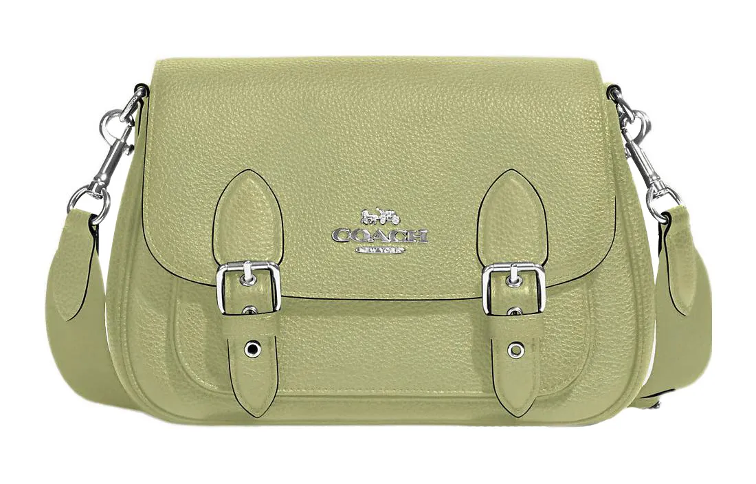 COACH Lucy Refined Pebble Leather Shoulder Bag, Crossbody Bag Small Women's Lime Green