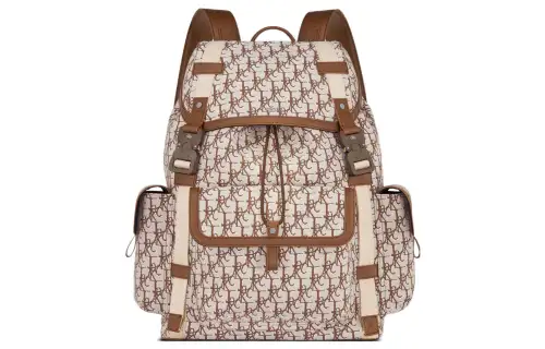 DIOR CACTUS JACK Collaboration Hit The Road Cow Leather Backpack Regular Unisex Coffee