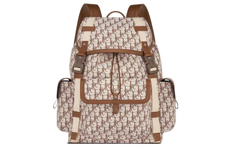 DIOR CACTUS JACK Collaboration Hit The Road Cow Leather Backpack Regular Unisex Coffee