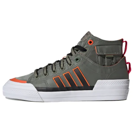 Adidas Originals NIZZA Series Skateboard Shoes Unisex High-top Green/white/orange