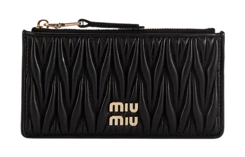 MIU MIU Matelassé Leather Wallet Women's Black