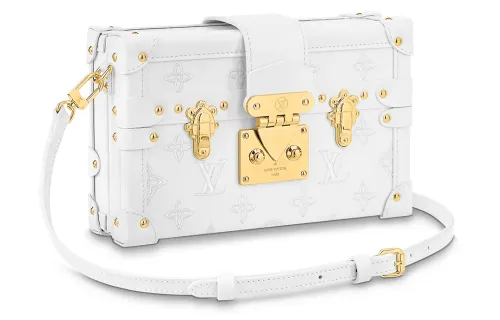 LOUIS VUITTON PETITE MALLE Cow Leather Hard Box Bag, Handheld, Shoulder Bag, Crossbody Bag Mini Women's White