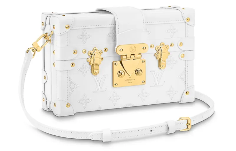 LOUIS VUITTON PETITE MALLE Cow Leather Hard Box Bag, Handheld, Shoulder Bag, Crossbody Bag Mini Women's White