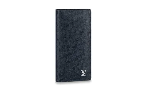 LOUIS VUITTON Brazza Cow Leather Wallet Regular Men's Dark Blue