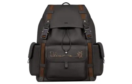 DIOR CACTUS JACK Collaboration Grain Cow Leather Backpack Regular Men's Black
