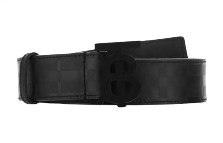 Burberry Leather Belts Men's Black Width 3.5cm