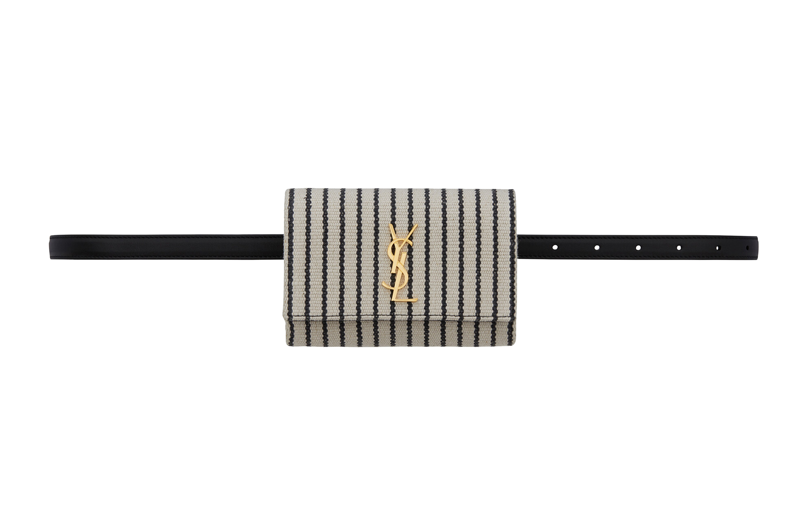 SAINT LAURENT Kate Canvas With Smooth Leather Fanny Pack Mini Women's Black/White