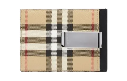 Burberry Padded With Calfskin Card Holder Men's Beige