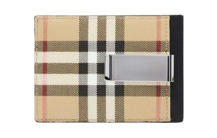 Burberry Padded With Calfskin Card Holder Men's Beige