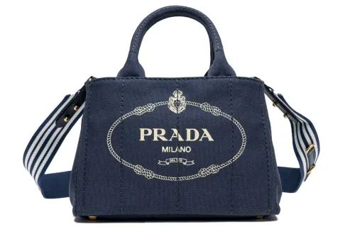 PRADA Canvas Bag, Shoulder Bag, Crossbody Bag, Handbag Women's Blue