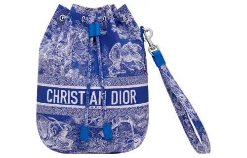 DIOR DiorTravel Technical Fabric Storage Bag, Travel Bag, Bucket Bag, Handbag Women's Fluorescent Blue