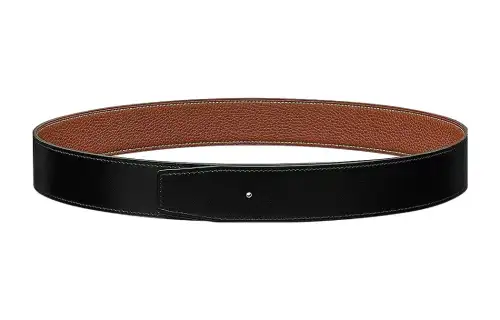 HERMES Calfskin Leather Belts Men's Width 3.8cm