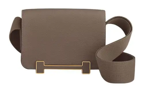 HERMES Geta Goatskin Wooden Sandal Bag, Handbag, Crossbody Bag, Shoulder Bag Women's Elephant Gray