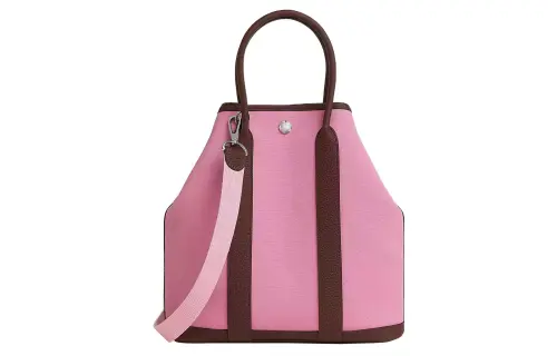HERMES Garden Party Canvas With Negonda Calfskin Handbag 28 Women's Saddle Equipment Red Pink