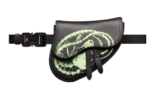 DIOR CACTUS JACK Collaboration Grained Calfskin Saddle Bag, Crossbody Bag, Shoulder Bag Mini Men's Black