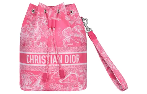 DIOR DiorTravel Technical Fabric Storage Bag, Travel Bag, Bucket Bag, Handbag Women's Neon Pink