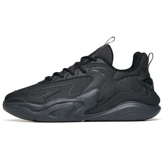 Anta Chao Worship 3.0 Anti Slip Wear Resistant Low Top Sports Casual Shoes Black Gray Color