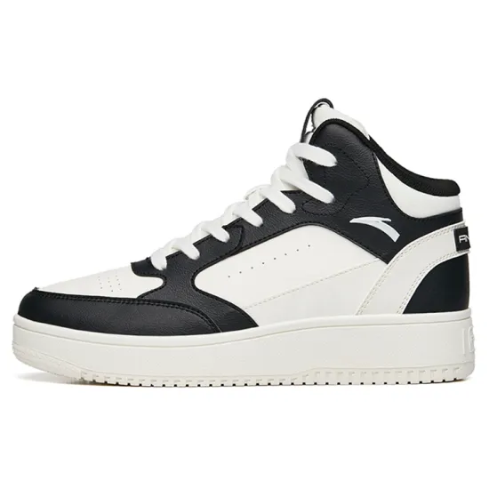 Anta Slip-Resistant Cushioning Wear-Resistant High-Top Skateboard Shoes Women's Black White