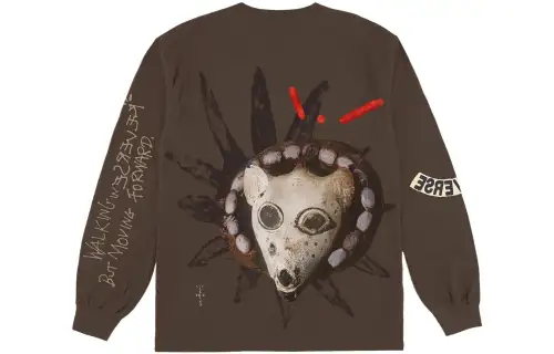 Travis Scott Reverse Jack Long Sleeve T-shirt Brown