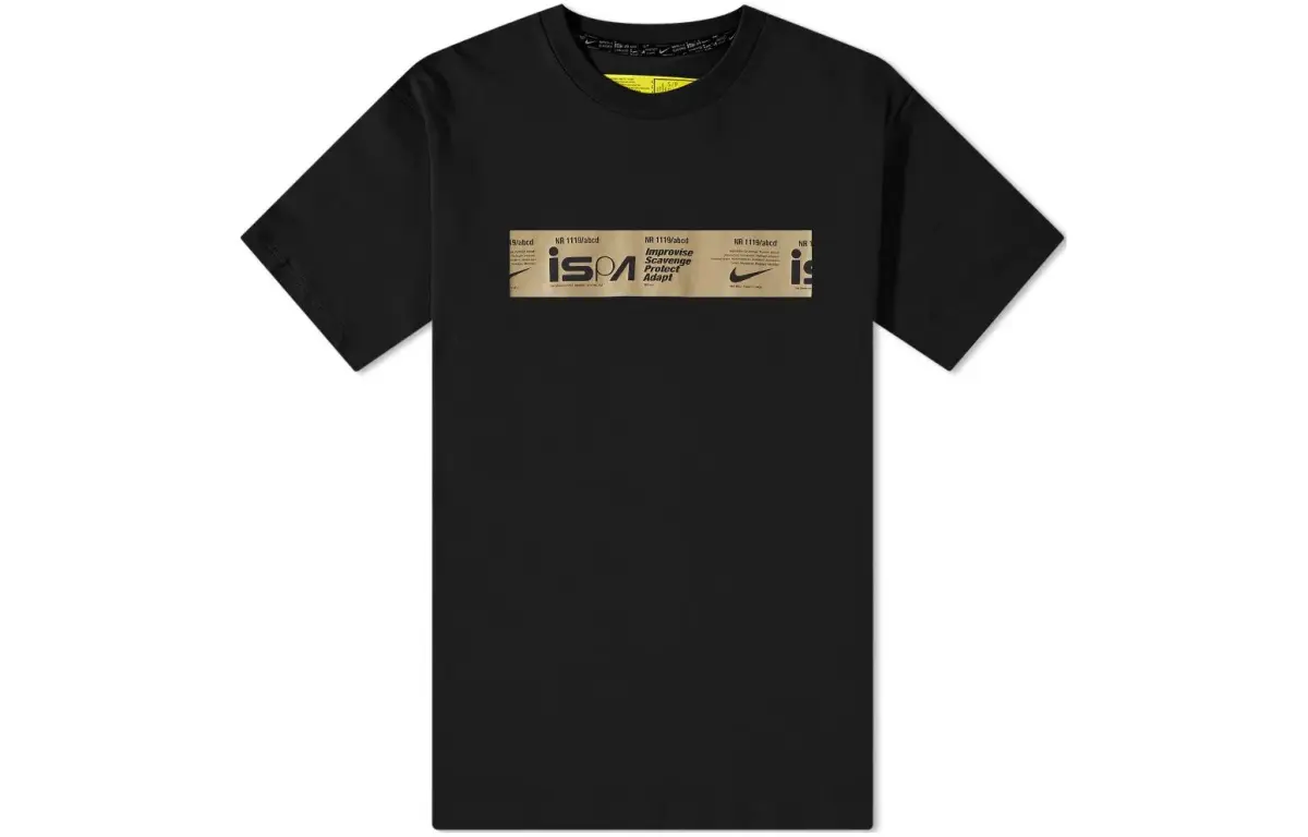Nike ISPA T-Shirts Men's Black Crew Neck Moderate Straight Fit