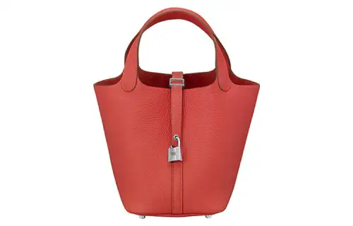 HERMES Picotin Lock Clemence Bullock Leather Basket Bag, Bucket Bag, Handbag 22 Women's T5 Rose Jaipur Powder