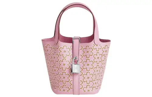 HERMES Picotin Lock Swift Calfskin Basket Bag, Bucket Bag, Handbag 14 Women's Mallow Purple/Copper Red/White