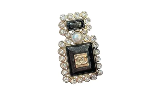 CHANEL Perfume, black brooch