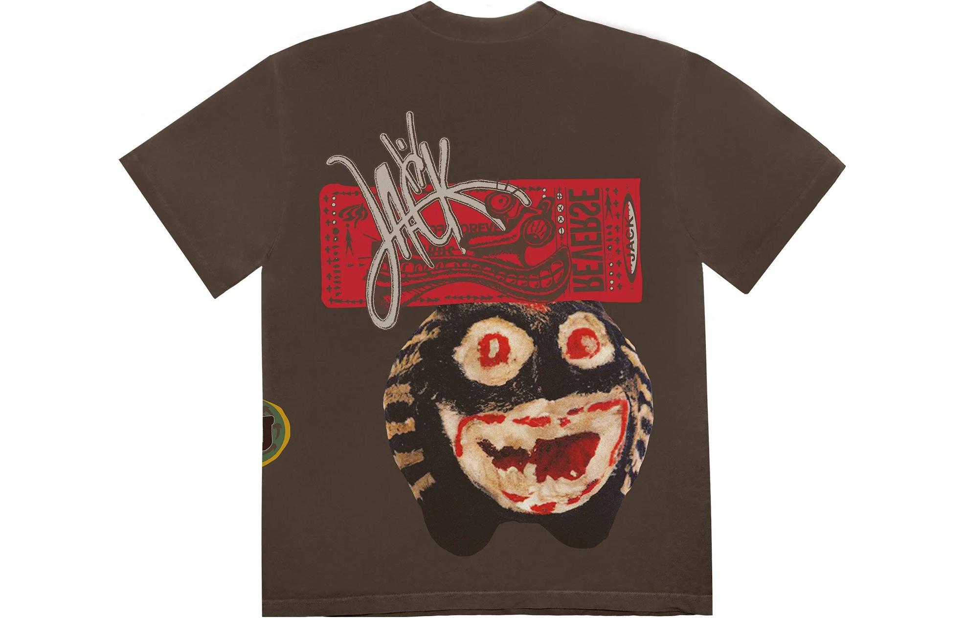 Унисекс футболка Travis Scott Cactus Jack FW22 Never Backweard T (коричневая) — фото 2