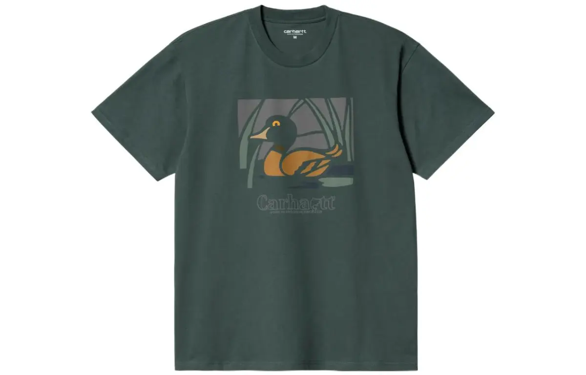 Carhartt WIP T-Shirts Men's Green Crew Neck Moderate Straight Fit