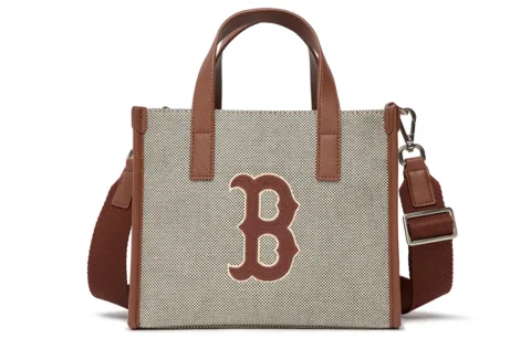 MLB Boston Red Sox Polyester Tote Bag, Shopping Bag, Boston Crossbody Bag, One Shoulder Bag, Handbag Small Unisex Brown