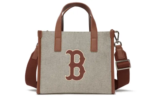 MLB Boston Red Sox Polyester Tote Bag, Shopping Bag, Boston Crossbody Bag, One Shoulder Bag, Handbag Small Unisex Brown