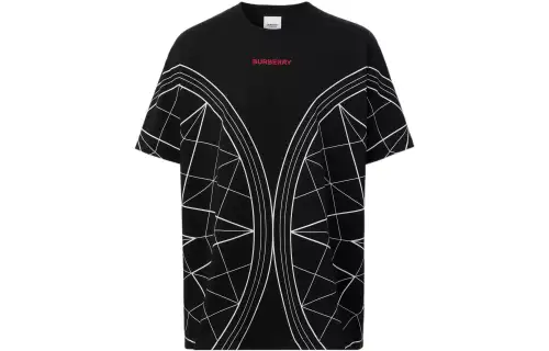 Burberry T Shirts Men's Black Crew Neck Moderate Straight Fit