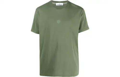 STONE ISLAND T Shirts Men's Green Crew Neck Moderate Straight Fit