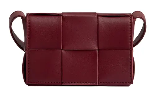 Bottega Veneta Candy Cassette Crossbody Bag Mini Intreccio Bordeaux