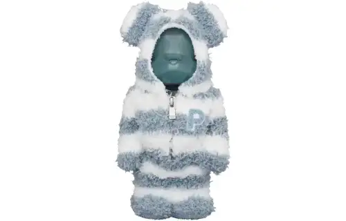 BE@RBRICK X GELATO PIQUE Pajama Bear Blue and White Stripes Trendy Doll 28cm