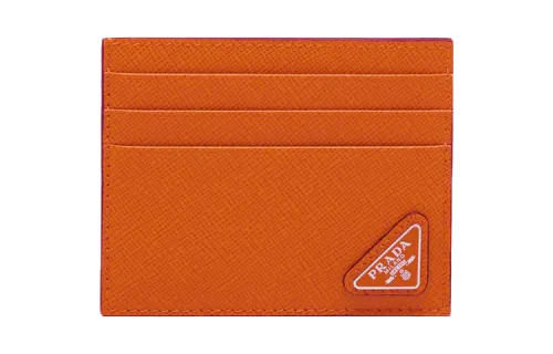PRADA Saffiano Leather Card Holder Men's Papaya