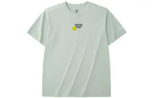 ANTA X Smileyworld Life Collection T Shirts Unisex Green Crew Neck Moderate Straight Fit